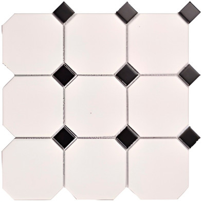 Мозаика Porcelain mosaic Mosaic 9.5+2.5 YH955 30.1х30.1 керамогранит матовая белый, черный