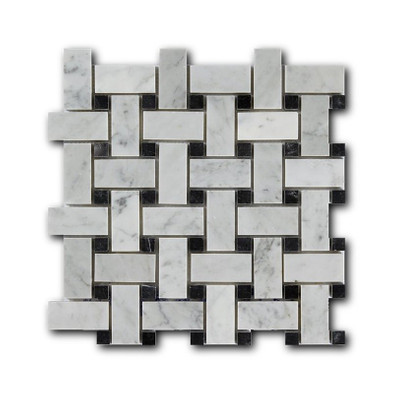 Мозаика Bianco Carrara + Nero Marquina 1.5x1.5x1 фото Мозаика Bianco Carrara + Nero Marquina 1.5x1.5x1