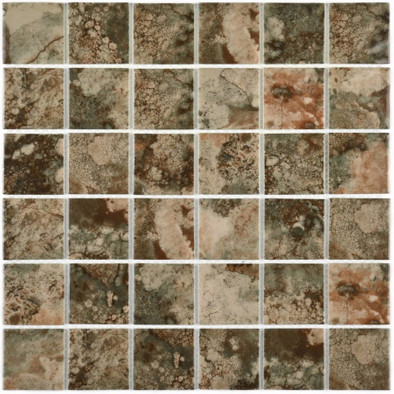 Мозаика Amuletto Leaf стекло 30х30 см Bonaparte глянцевая чип 48х48 мм, коричневый Amuletto Leaf