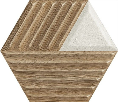Настенная плитка Woodskin Mix Heksagon Struktura C 17.1x19.8 матовая керамическая