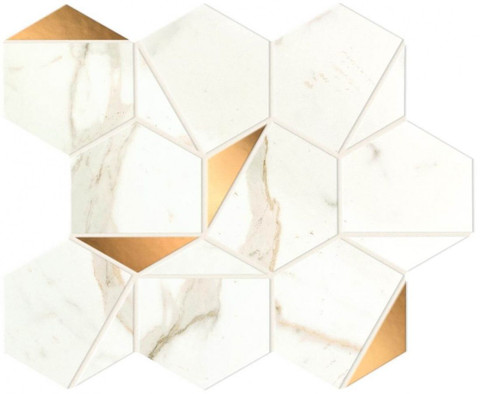 Мозаика Marvel Calacatta Prestigio Gold Hex Shiny (A4WU) 25,1x29 керамическая фото Мозаика Marvel Calacatta Prestigio Gold Hex Shiny (A4WU) 25,1x29 керамическая