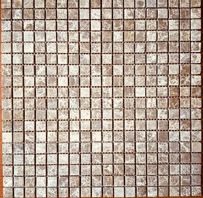 Мозаика из мрамора Light Emperador PIX224, чип 15x15 мм, сетка 305х305x4 мм матовая, бежевый, коричневый