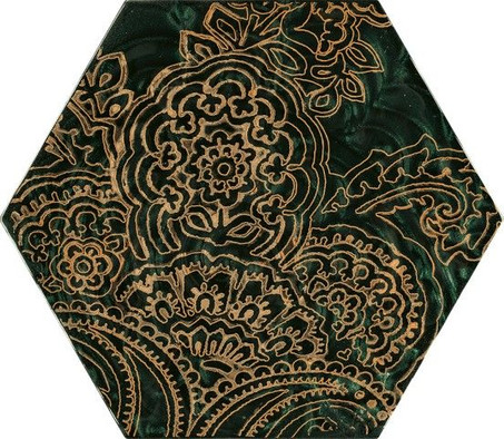 Декор Urban Colours Green Inserto Szklane Heksagon B 17.1x19.8 глянцевый керамический