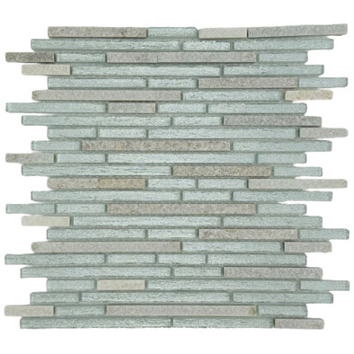 Мозаика Marble Mosaic Stripes Silver White стекло 30х34 см глянцевая чип 10x48/98/148 мм, серебро-silver