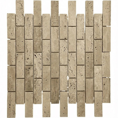 Мозаика Marble Mosaic Brick Travertine Honed мрамор 29.8х29.8 см матовая чип 23х73 мм бежевый