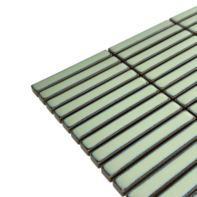 Мозаика Marble Mosaic Kit-Kat Anis керамика 28.2х29.4 см полированная чип 12x92 мм, зеленый