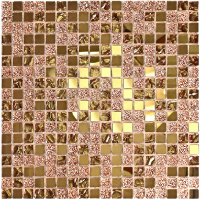 Мозаика Mirror Bronze стекло 30х30 см глянцевая чип 15х15 мм, бронза