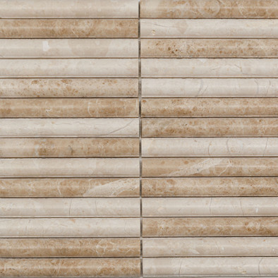 Мозаика Pixmosaic PIX 346 Capuccino, Convex, чип 20х151 мм, сетка 300х305х12 мрамор матовая бежевый