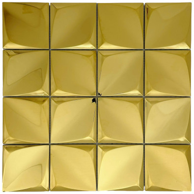 Мозаика Marble Mosaic Origami Gold нержавеющая сталь 30х30 см 3D чип 75х75 мм, золотой-oro-gold