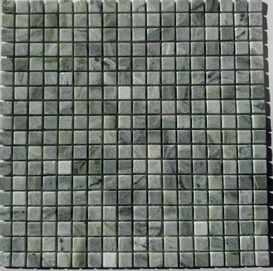 Мозаика PIX 311 Jet Green, мрамор 30.5х30.5 см Pixmosaic матовая чип 15х15 мм, зеленый, серый