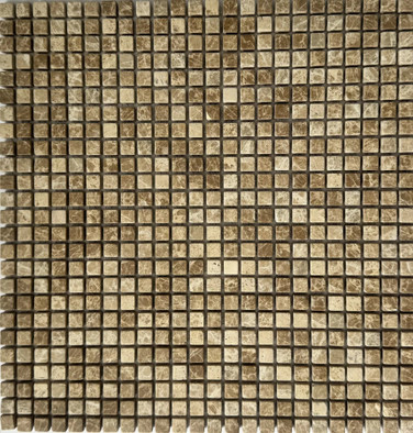Мозаика Pixmosaic PIX 352  Light Emperador ,чип 10x10 мм, сетка 305х305x6 мм, матовая мрамор бежевый, коричневый