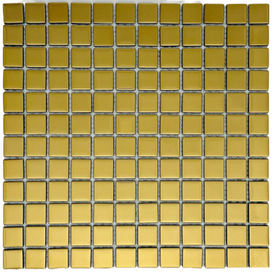 Мозаика Marble Mosaic Sharm Gold стекло 30х30 см глянцевая чип 23x23 мм, золотой-oro-gold