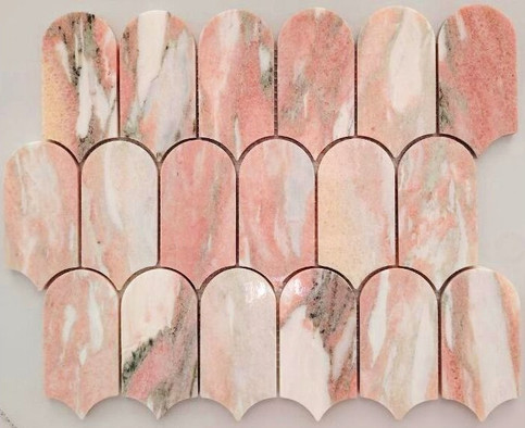 Мозаика Orro Mosaic Asti Pink мрамор 26х31.5 см полированная чип 50.8х103 мм, розовый
