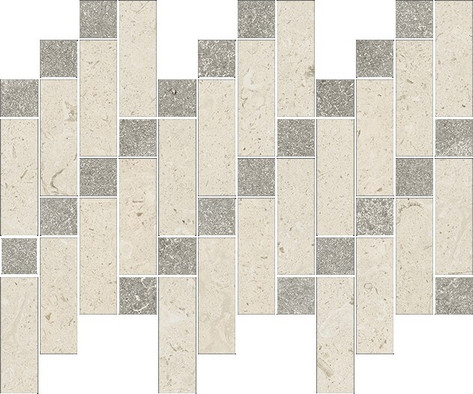 Мозаика Italon Aura Stone White Mosaico Heritage керамогранит 31.6х37.9 см матовая бежевый, серый 620110000259
