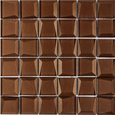 Мозаика из стекла PIX740, чип 48x48 мм, сетка 300х300x8 мм глянцевая, коричневый