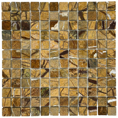 Мозаика Marble Mosaic Fancy brown Pol камень 30.5х30.5 см полированная чип 23х23 мм, коричневый