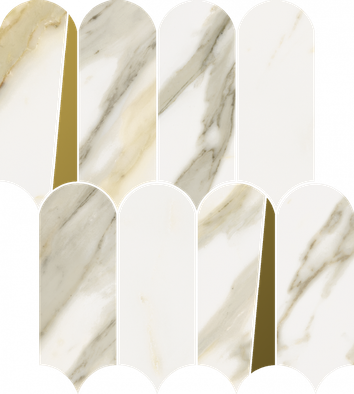 Мозаика Stellaris Calacatta Gold Mosaico Elegant керамогранит 32.5х36.1 см Italon полированная, бежевый, белый, золотой-oro-gold 620110000230