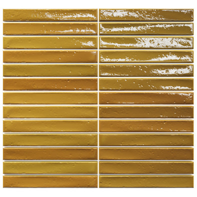 Мозаика Short Stick Mustard Crackle керамика 28х30 см Amadis Fine Tiles глянцевая чип 20х150 мм, оранжевый 8436552229361