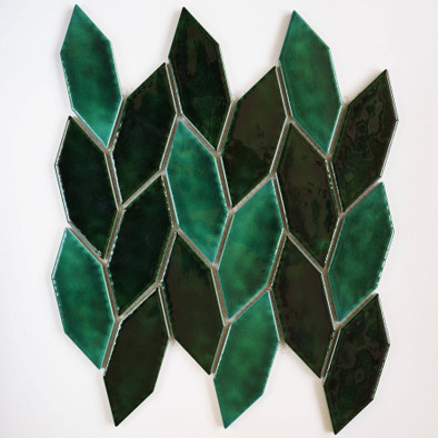 Мозаика Orro Mosaic Green Garden керамика 30х30 см глянцевая чип 48х132 мм зеленый, черный