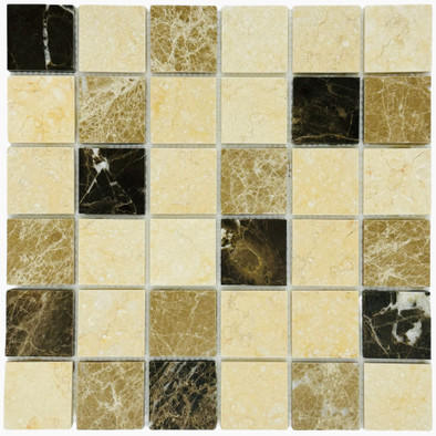 Мозаика Marble Mosaic Mix stone 1 Pol камень 30.5х30.5 см полированная чип 48х48 мм, бежевый, коричневый