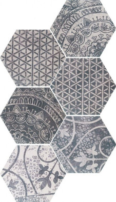 Декор Quintessenza Alchimia Ars Mix 2 Bianco Nero 26.6x23 глазурованный, матовый керамогранит