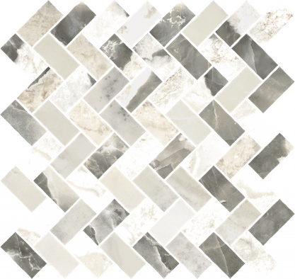 Мозаика Stellaris Dover Light Mosaico Cross керамогранит 29.7х31.5 см Italon матовая, белый, серый 620110000218