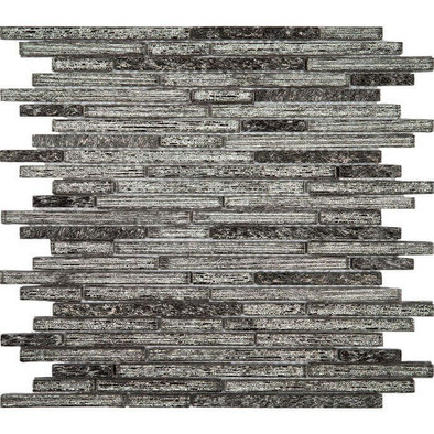 Мозаика NZ002 стекло+камень 30x30 см глянцевая, серый