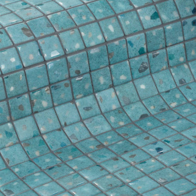 Мозаика Ezarri Teal 25 стекло 31.3х49.5 см матовая, глянцевая чип 25х25 мм, голубой, зеленый