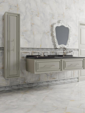 Настенная плитка Royal Cornice Silver Rettificato 30х90 Novacera глянцевая керамическая NC93007BF