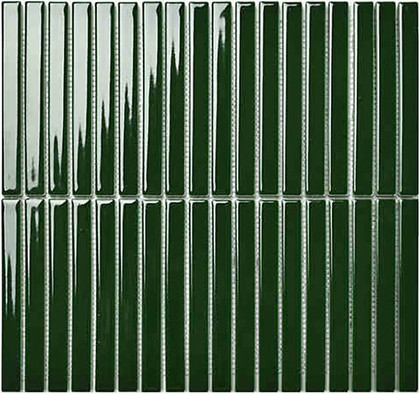 Мозаика Porcelain mosaic Mosaic 1.5х14.5 Y15F341 Зеленый глянцевый керамогранит 29.4х31.3 см чип 15х145 мм