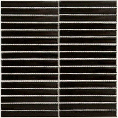 Мозаика PP15145-05 керамика 29.7х29.7 см глянцевая чип 15х145 мм, черный
