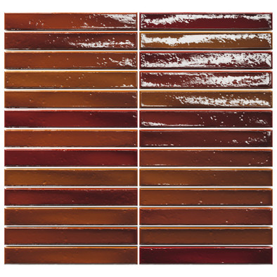 Мозаика Short Stick Honey Crackle керамика 28х30 см Amadis Fine Tiles глянцевая чип 20х150 мм, красный, оранжевый 8436552229330