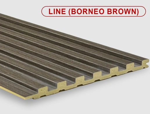 Стеновая панель Line borneo Brown Bonaparte бамбук с добавлением древесного волокна матовая, рифленая 2800х140х8 мм