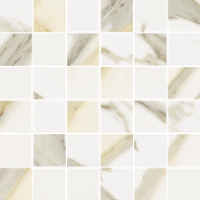 Мозаика Stellaris Calacatta Gold Mosaico керамогранит 30х30 см Italon матовая, бежевый, белый 610110001136