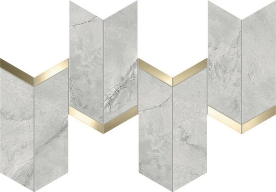 Мозаика Marvel Grey Cloud  Mosaico Chevron Lappato 19,2x46,3 керамогранит лаппатированная, серый AF8Z