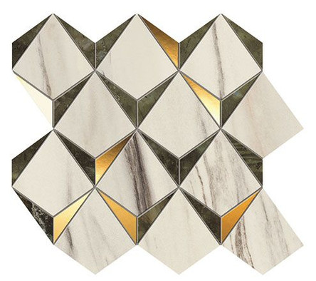 Мозаика Marvel Diamonds Bianco - Green (9MDG) 35,8х32,9 керамика глянцевая, зеленый, золотой, кремовый фото Мозаика Marvel Diamonds Bianco - Green (9MDG) 35,8х32,9 керамика глянцевая, зеленый, золотой, кремовый