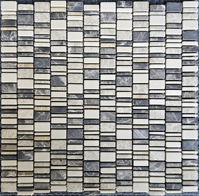 Мозаика PIX 319 Cream Nova,Dark Emperador,Light Emperador, чип произвольный, мрамор 30.7х31 см Pixmosaic матовая бежевый, серый