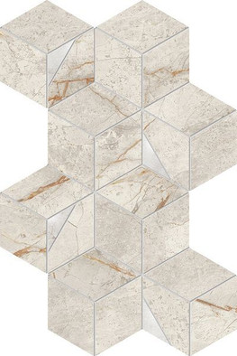 Мозаика Marvel Diva White Everest Mosaico Hex Lapp. 23.3х40.3 керамогранит Atlas Concorde Italy полированная, серый AYLR