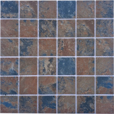 Мозаика PIX760 из стекла, 30х30 см Pixmosaic матовая чип 48x48 мм, коричневый, синий
