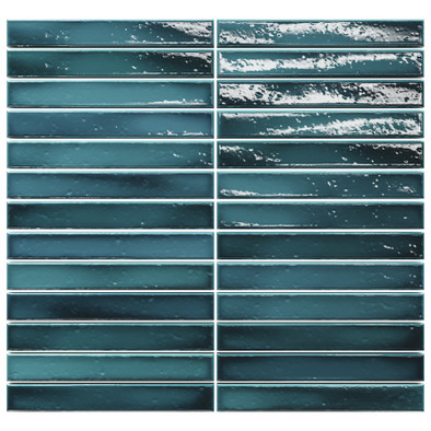 Мозаика Short Stick Sapphire Crackle керамика 28х30 см Amadis Fine Tiles глянцевая чип 20х150 мм, голубой, синий 8436552229347