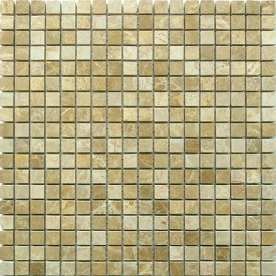 Мозаика Marble Mosaic Emperador Light Pol камень 30.5х30.5 см полированная чип 15х15 мм бежевый, зеленый