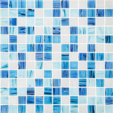 Мозаика Imagine Lab Sardinia стекло 32.7х32.7 см глянцевая чип 23x23 мм, синий, голубой, белый