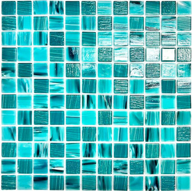 Мозаика Orro Mosaic Sea Breeze стекло 30.4х30.4 см глянцевая чип 23.5х23.5 мм, бирюзовый