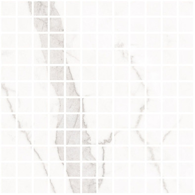 Мозаика Blanc Calacatta Mosaic Soft 30x30 керамогранит Living Ceramics матовая чип 25х25 мм, белый, серый LV10636