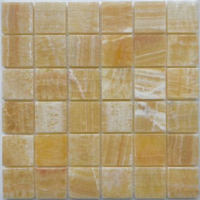 Мозаика из оникса Honey Onyx PIX307, чип 48x48 мм, 30.5х30.5 см полированная бежевый