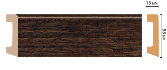 Плинтус напольный D234-966 ДМ Decomaster (58х16х2400 мм) 