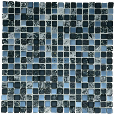 Мозаика Marble Mosaic Black Edition стекло 30х30 см глянцевая чип 15x15 мм, черный