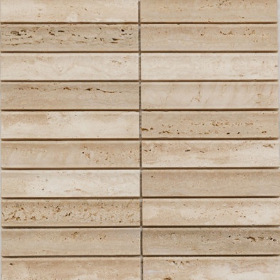 Мозаика Pixmosaic PIX 343 Yellow Travertine, Concave, чип 30х151 мм, сетка 305х318х12 мм, матовая бежевый