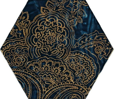 Декор Urban Colours Blue Inserto Szklane Heksagon B 17.1x19.8 глянцевый керамический