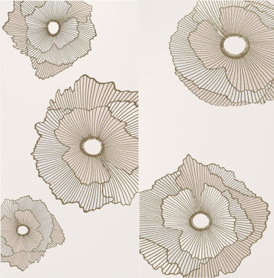 Панно Mono Golden Flowers 60х60 (компл. из 2 шт) глянцевое керамическое